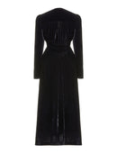 Elegant A-Line Velvet V-Neck Long Sleeve Ankle Length Wedding Guest Gown.