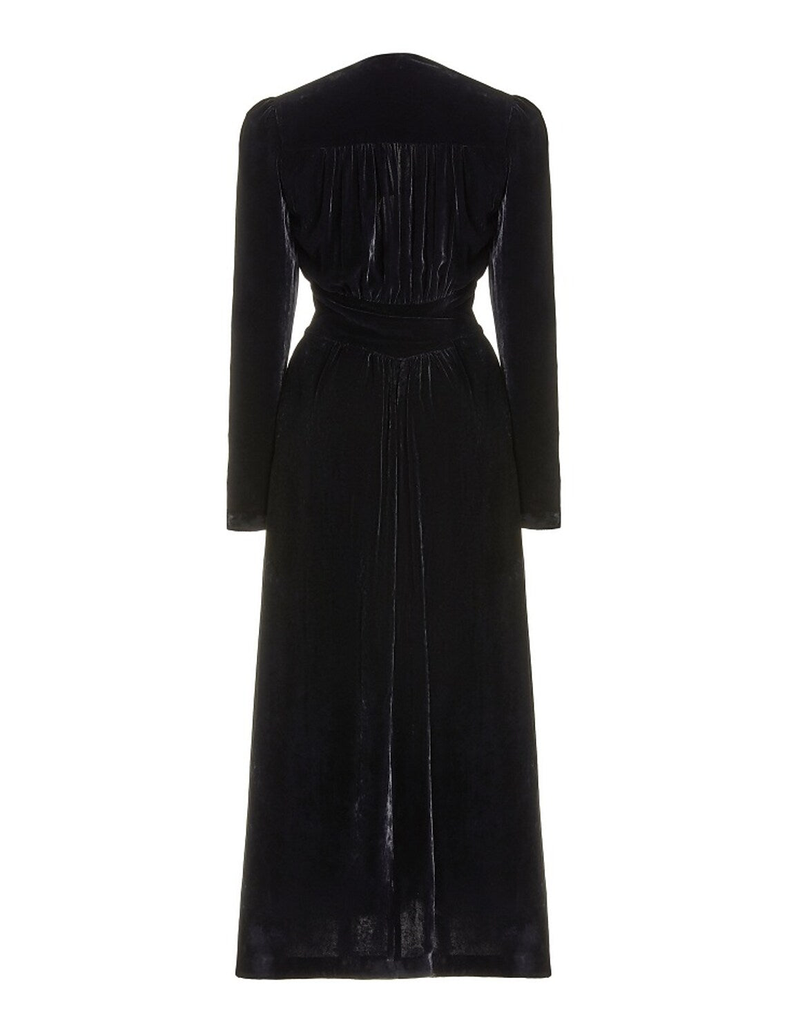 Elegant A-Line Velvet V-Neck Long Sleeve Ankle Length Wedding Guest Gown.