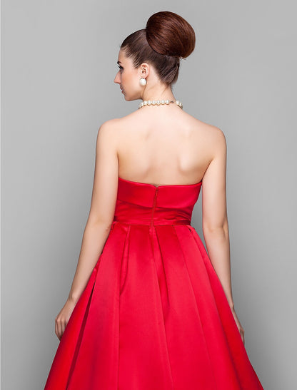 Elegant Ball Gown Strapless Satin Bow Quinceanera Floor Length Dress.