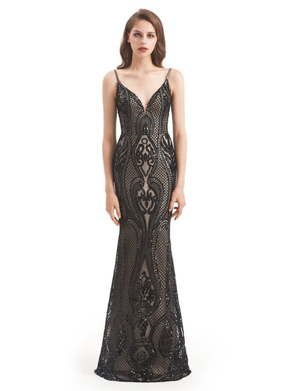 Woman walking in the elegant detachable sequin mermaid trumpet gown.