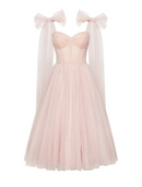 Elegant Glittering Ball Gown Square Neck Corset Tulle Tea Length Homecoming Cocktail Dress.