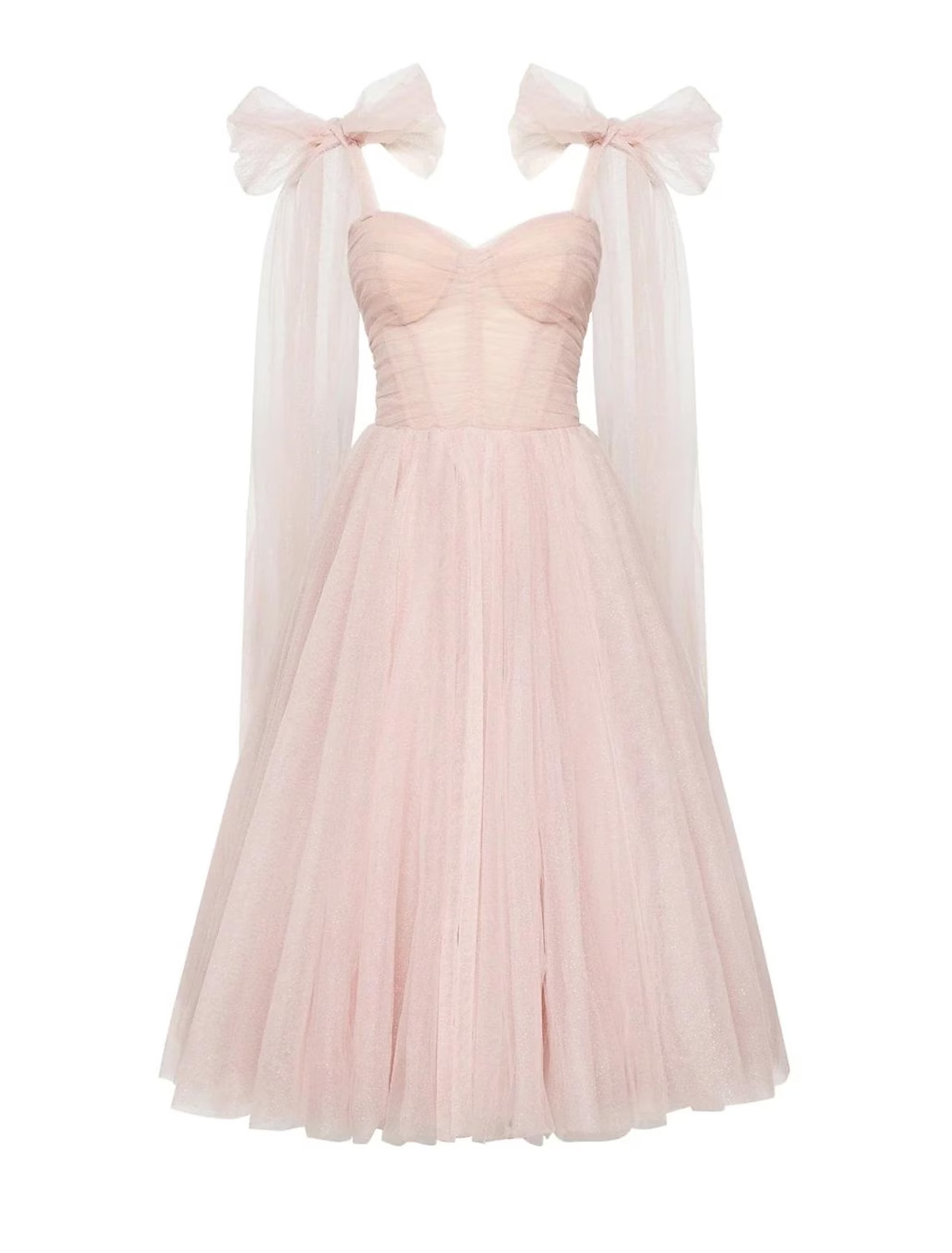 Elegant Glittering Ball Gown Square Neck Corset Tulle Tea Length Homecoming Cocktail Dress.