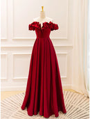 Elegant Jersey A-Line V-Neck Pleated Strappy Floor-Length Evening Gown.